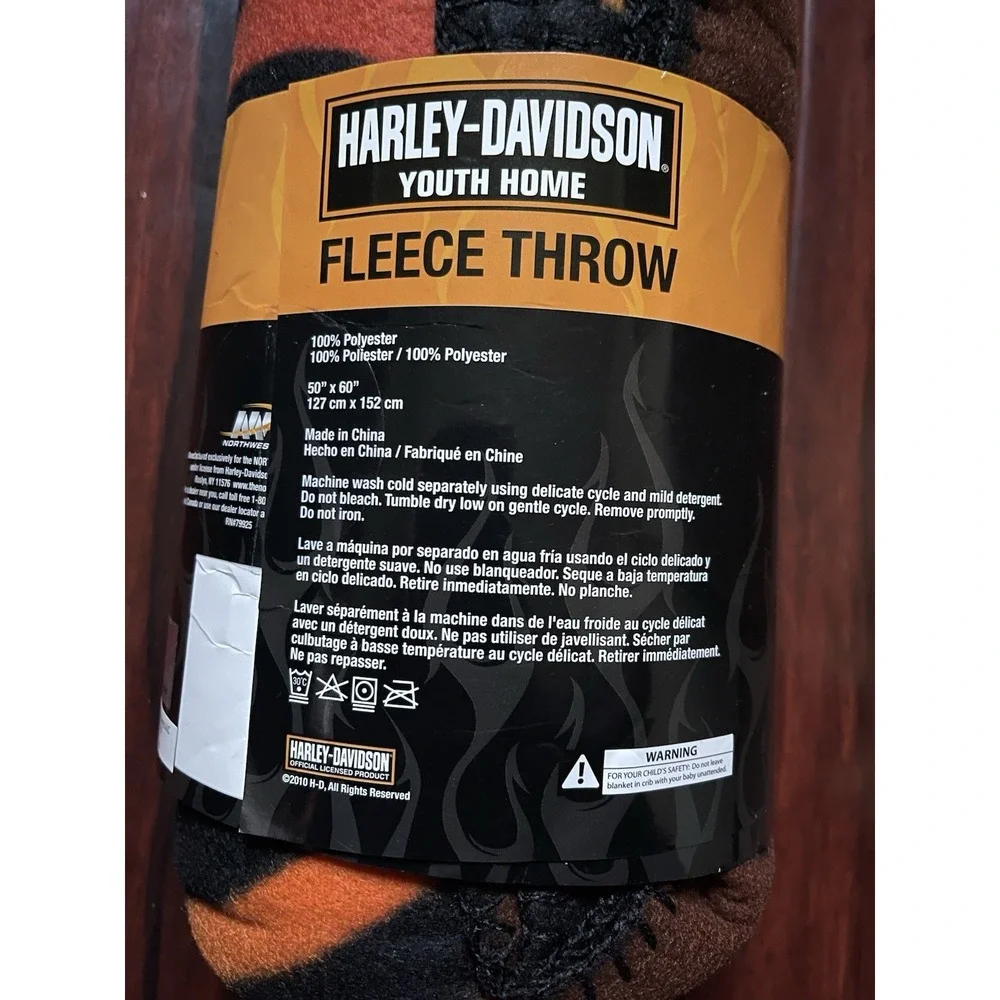 Harley Davidson Fleece Throw Blanket 50